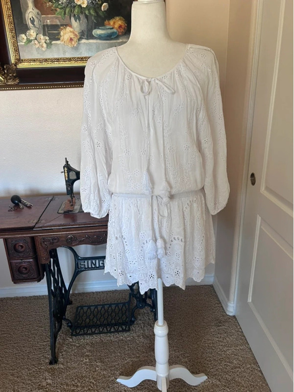 Young Fabulous & Broke white Eyelet Dress Swim Suit Cover-up